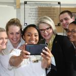 UNC President Spellings takes a picture with students UNC President Spellings takes a picture with students