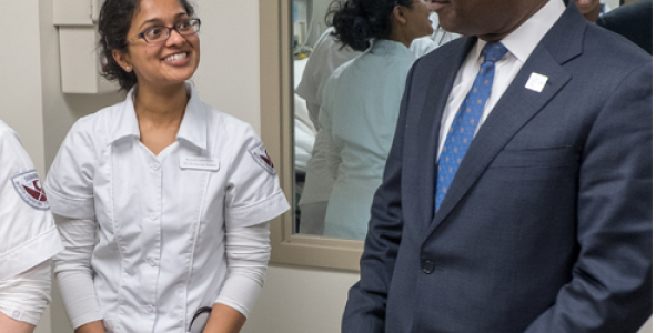 NCCU Nursing Students and Chancellor Johnson O. Akinleye